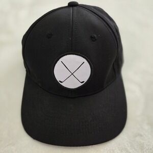 Golf Hat‎ Black Baseball Cap Crossed Clubs Embroidered Patch Casual Sporty